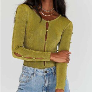 Princess Polly Gianna Long Sleeve Bodysuit Green Size 4